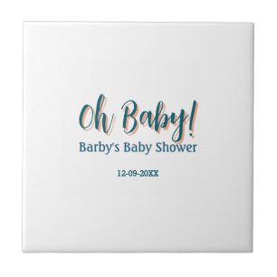 Bold type simple blue oh baby baby shower name tile