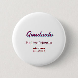 Bold type simple mauve classy modern graduation pi 6 cm round badge