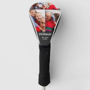 Bold Typography 3 Photo Grandad Established  Golf Head Cover
