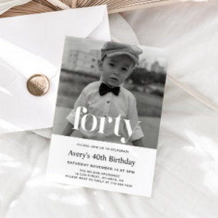 Bold Typography 40th Birthday Invitation For Men