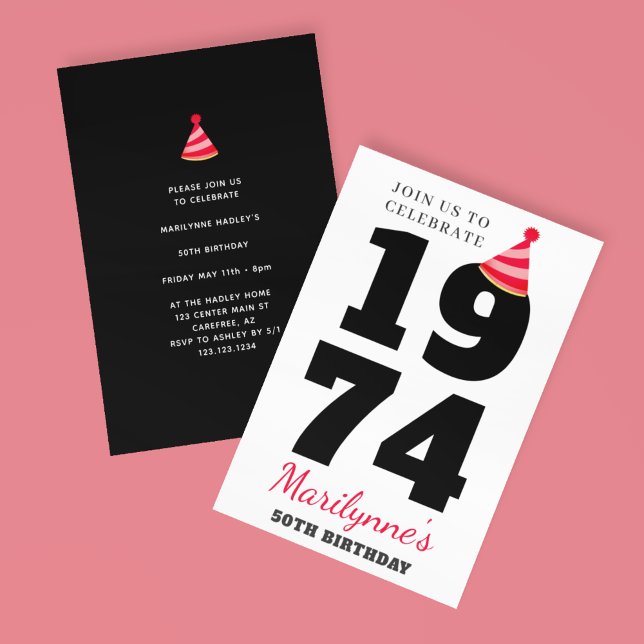 Bold Typography 50th Birthday Invitation (Creator Uploaded)