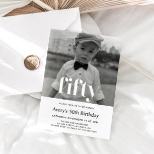 Bold Typography 50th Birthday Invitation For Men