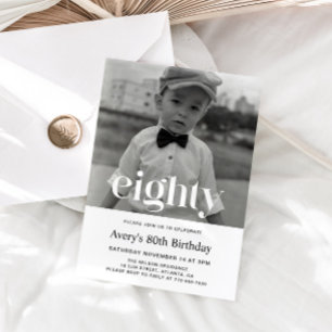Bold Typography 80th Birthday Invitation For Men