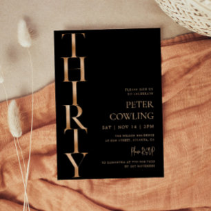 Bold Typography Black 30th Birthday Invitation