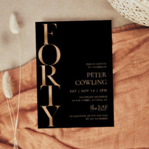 Bold Typography Black 40th Birthday Invitation