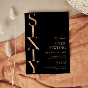 Bold Typography Black 60th Birthday Invitation