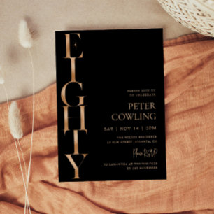 Bold Typography Black 80th Birthday Invitation
