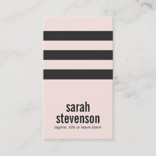Bold Typography Black and Pink Striped Beauty Business Card