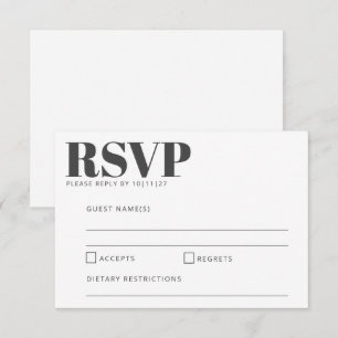 Bold Typography Black and White Modern Wedding RSVP Card