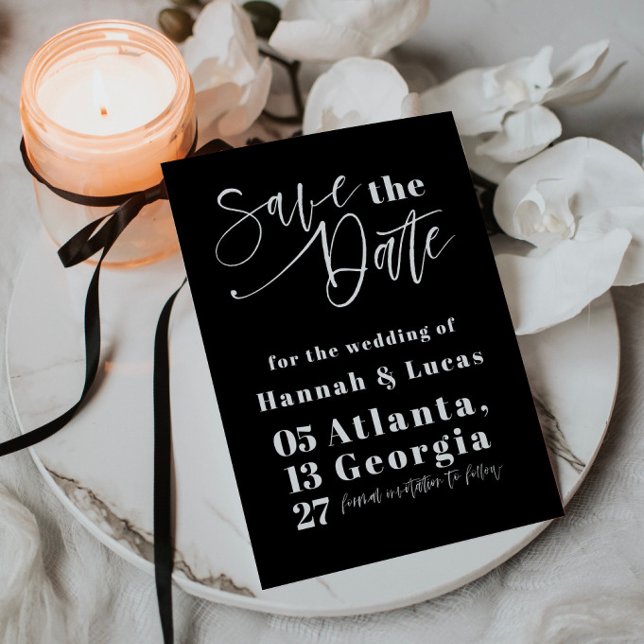 Bold Typography Black And White Save The Date Invitation (Creator Uploaded)