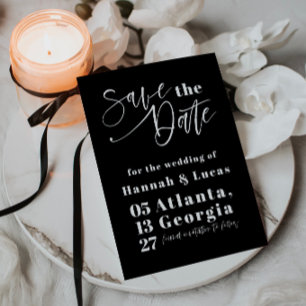 Bold Typography Black And White Save The Date Invitation