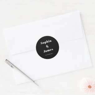 Bold Typography Black Minimalist Wedding Classic Round Sticker