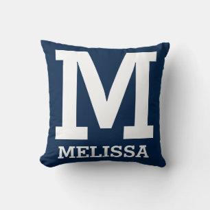 Bold Typography Blue and White Personalised Cushion
