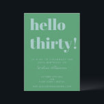 Bold Typography Blue Green Modern 30th Birthday Invitation<br><div class="desc">Bold Typography Blue and Green Modern 30th Birthday Invitation</div>