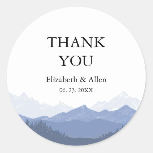 Bold Typography Blue Mountain Wedding Sticker