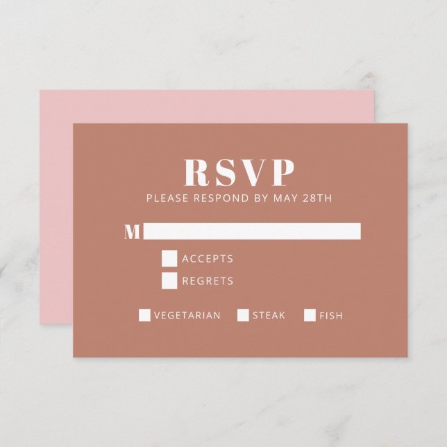 Bold Typography Blush and Terracotta Bat Mitzvah  RSVP Card (Front/Back)