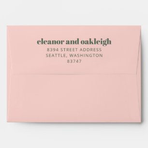 Bold Typography Blush Pink Green Modern Wedding Envelope