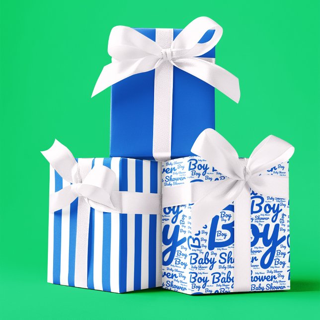 Bold Typography Boy Script Baby Shower  Wrapping Paper Sheet (Creator Uploaded)