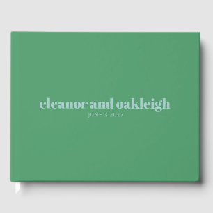 Bold Typography Bright Green Blue Modern Wedding Guest Book