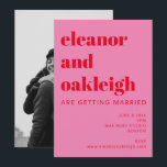 Bold Typography Bright Pink Red Photo Wedding Invitation<br><div class="desc">Bold Typography Bright Pink and Red Modern Wedding Invitation with Your Photo</div>