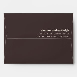 Bold Typography Brown Chic Wedding Return Address Envelope