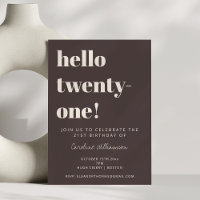 Bold Typography Brown Modern 21st Birthday Party