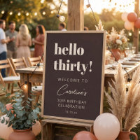 Bold Typography Brown Modern 30th Birthday Welcome