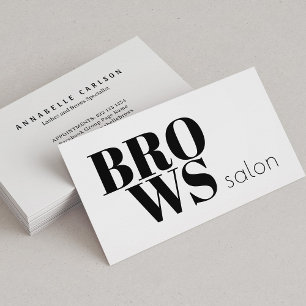 Bold typography brows salon black and white simple business card