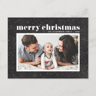 Bold Typography Chalkboard Merry Christmas Photo Holiday Postcard