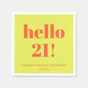 Bold Typography Chartreuse Modern 21st Birthday Napkin