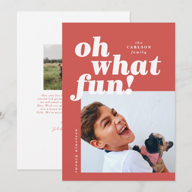 Bold Typography Colorblock Photo Christmas Card (Front/Back)