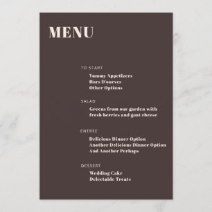 Bold Typography Custom Brown Modern Minimalist Menu