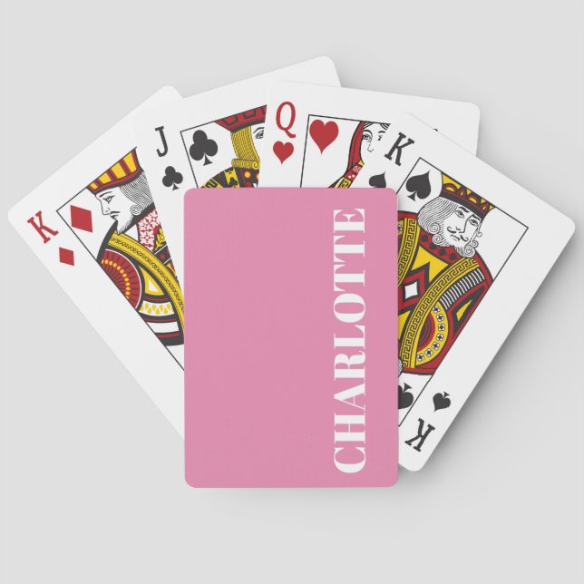Bold Typography Custom Colourful Pink Name Playing Cards (Back)