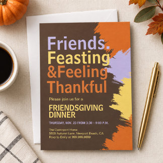 Bold Typography Friendsgiving Dinner Party Invitation