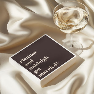Bold Typography Fun Brown Custom Modern Wedding Napkin