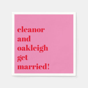 Bold Typography Fun Pink Red Chic Modern Wedding Napkin