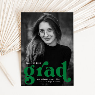 Bold Typography Green Photo Graduation Announcement