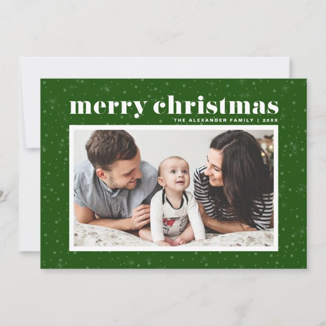 Bold Typography Green Season's Greetings Photo Holiday Card (Front)