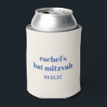 Bold Typography Ivory Blue Custom Cute Bat Mitzvah Can Cooler<br><div class="desc">Bold Typography Ivory Blue Custom Cute Bat Mitzvah Can Cooler</div>