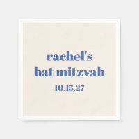 Bold Typography Ivory Blue Custom Cute Bat Mitzvah