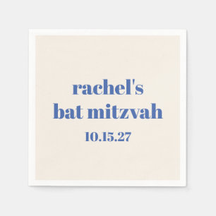 Bold Typography Ivory Blue Custom Cute Bat Mitzvah Napkin