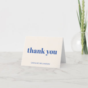 Bold Typography Ivory Blue Modern 50th Birthday  Thank You Card