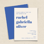 Bold Typography Ivory Blue Modern Bat Mitzvah Invitation<br><div class="desc">Bold Typography Ivory and Blue Modern Bat Mitzvah Invitation</div>