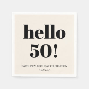 Bold Typography Ivory Modern 50th Birthday Party Napkin