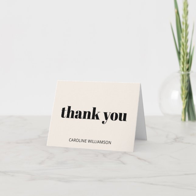 Bold Typography Ivory Modern 50th Birthday Party Thank You Card (Front)