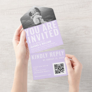 Bold Typography Lilac Lavender All in One Wedding  All In One Invitation