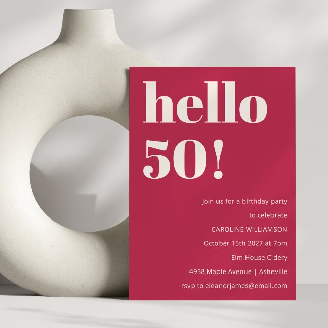 Bold Typography Magenta Red Ivory Modern Birthday Invitation (Creator Uploaded)