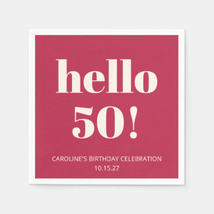 Bold Typography Magenta Red Ivory Modern Birthday Napkin