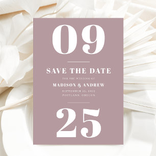 Bold Typography Mauve Purple Save the Date