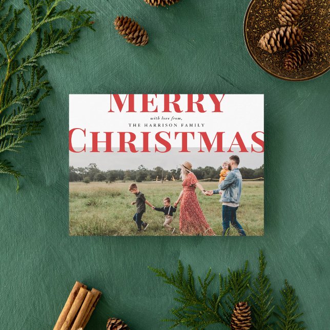 Bold Typography Merry Christmas Photo Red Holiday Card (Creator Uploaded)